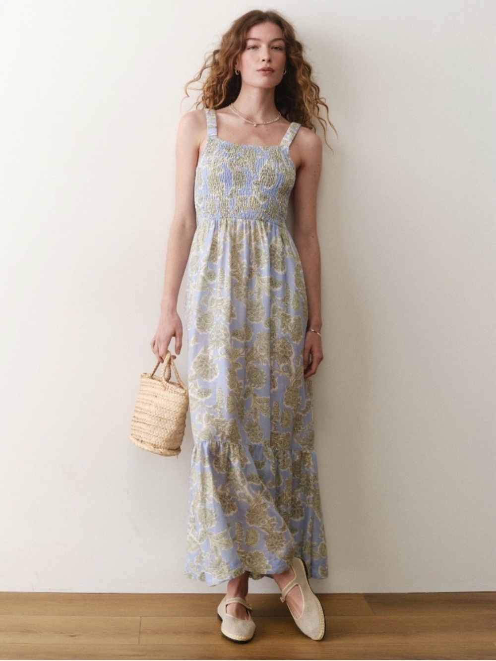 Marine Layer Selene Maxi Dress Blue Floral Size M